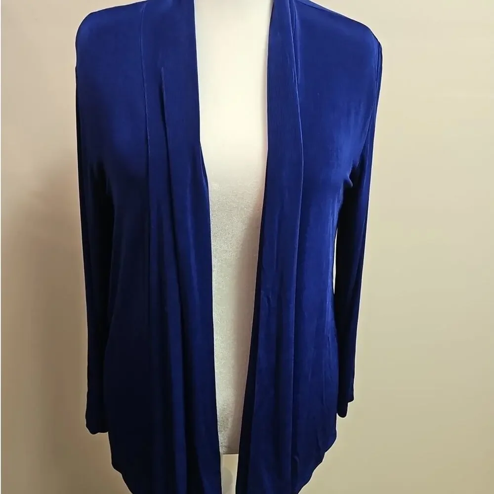 Chico’s Royal Blue Open Front Cardigan Sweater Size 2 (Large) Acetate Blend - Picture 2 of 5